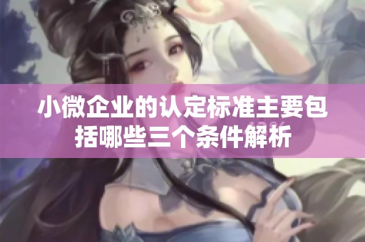 小微企业的认定标准主要包括哪些三个条件解析