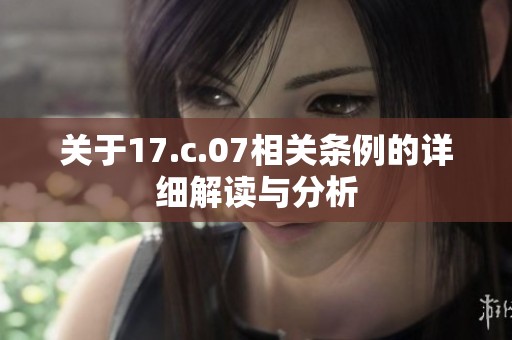 关于17.c.07相关条例的详细解读与分析