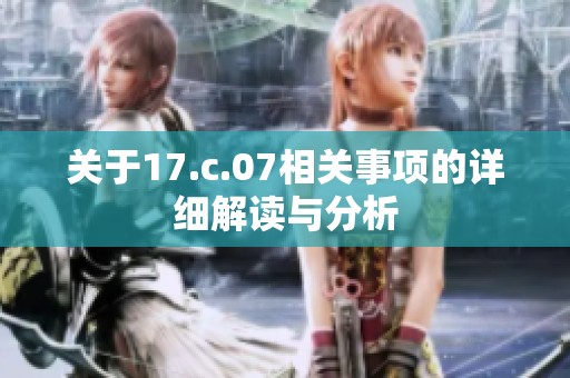 关于17.c.07相关事项的详细解读与分析