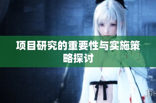 项目研究的重要性与实施策略探讨